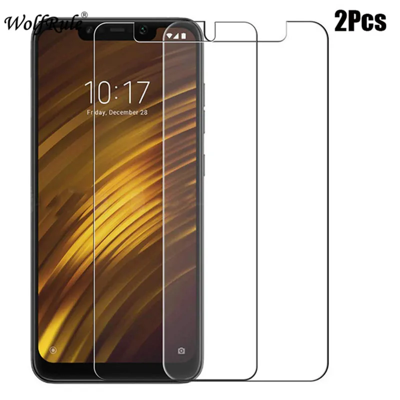 2 piezas de vidrio Xiaomi Pocophone F1 Protector de pantalla 9H vidrio templado para Xiaomi Pocophone F1 vidrio de tel&eacute;fono xiaomi F1 pel&iacute;cula WolfRule-0
