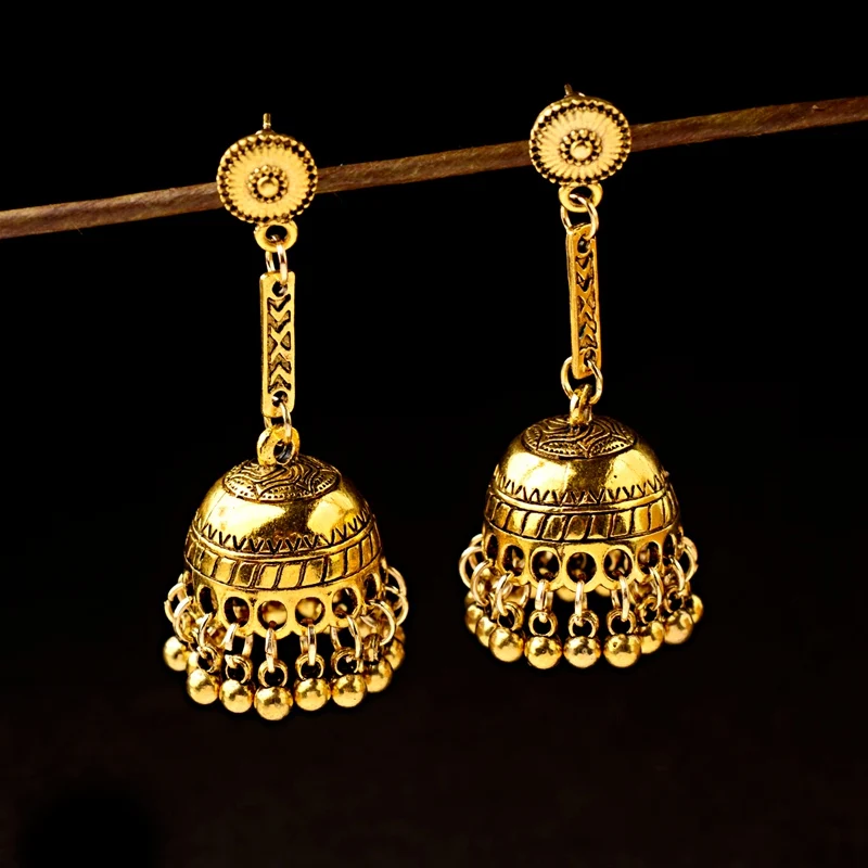TopHanqi афганских Индии Jhumka ювелирные изделия в богемном стиле этнические большие