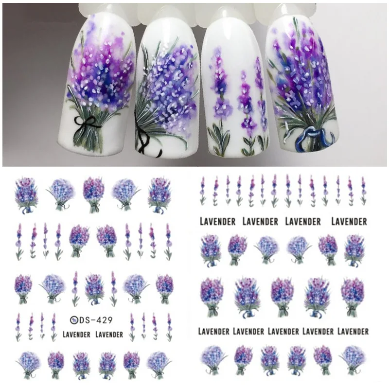 1 лист наклейки для ногтей Летняя Роза свежее цветочное изображение водная