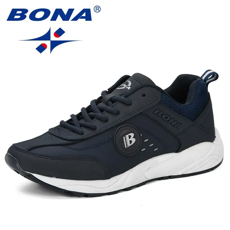 DEEP BLUE SLIVERGREY BONA/ Весенняя повседневная обувь; Мужская дышащая обувь; Tenis Masculino; обувь; zapatos hombre Sapatos; Уличная обувь; удобные мужские кроссовки - Цвет: DEEP BLUE SLIVERGREY