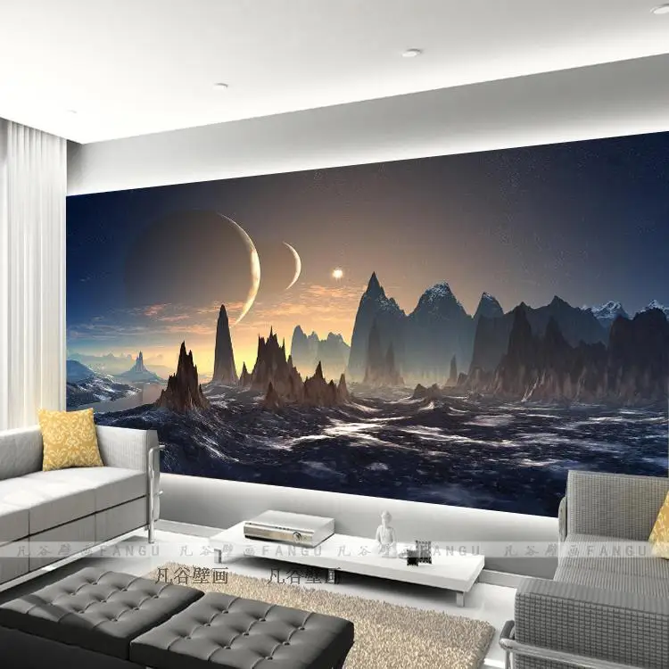 

Custom Size Photo 3D stereo TV background KTV living room bedroom wallpaper mural outer space style mural