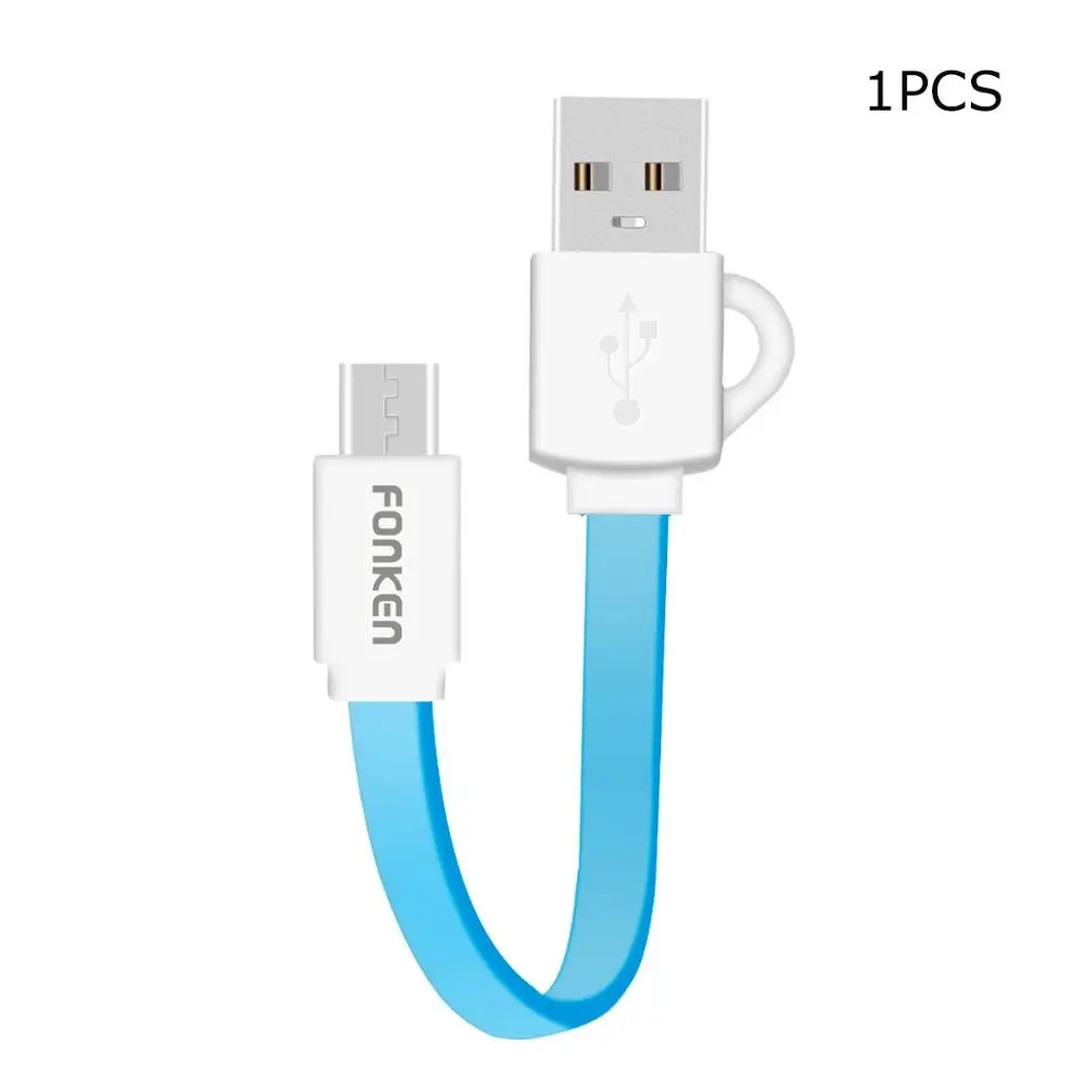 FONKEN Micro USB кабель 10 см карманные телефонные кабели Запасные запасные аккумуляторы для путешествий Быстрая зарядка шнур 2.4A брелок лапша Android кабель для передачи данных - Цвет: Pocket Blue Cable