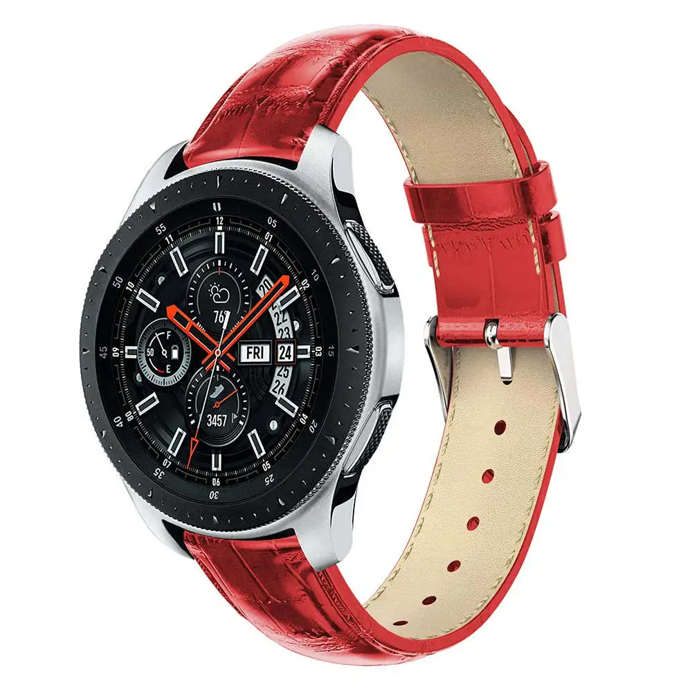 22 мм 20 мм крокодиловый ремешок для samsung gear Sport S2 S3 Classic Frontier Galaxy Watch 42 46 мм Band Huami Amazfit Bip huawei GT 2