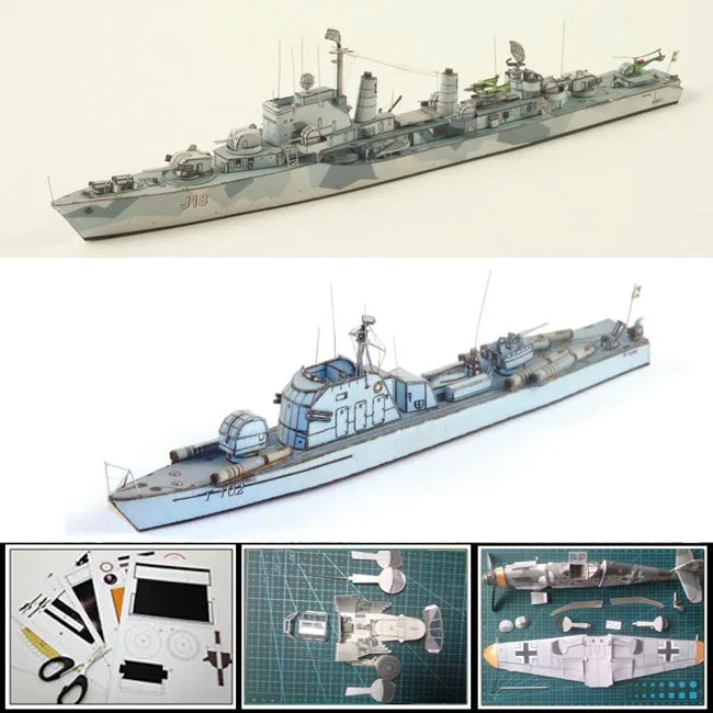 Горячая 2016 корабль бумажная модель линкоров 1:400 масштаб шведский эсминец HALLAND 30