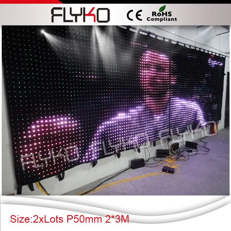 Flykostage P50MM 2X3M сценический эффект фон светодиодный видео экран занавеска