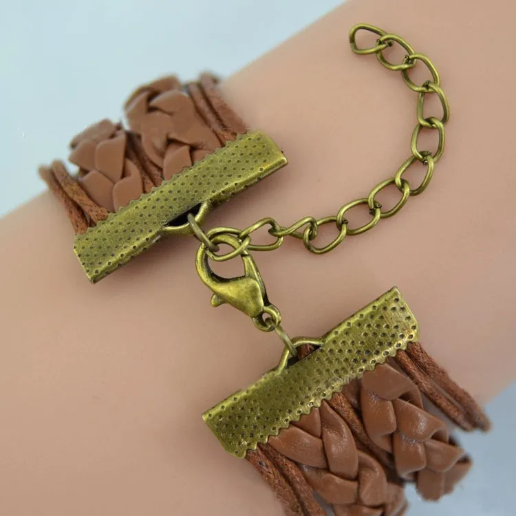 

Owl Wings Triangle Bracelet Brown Leather Rope Vintage Retro Punk Steampunk Movie Jewelry Men Women Wholesale