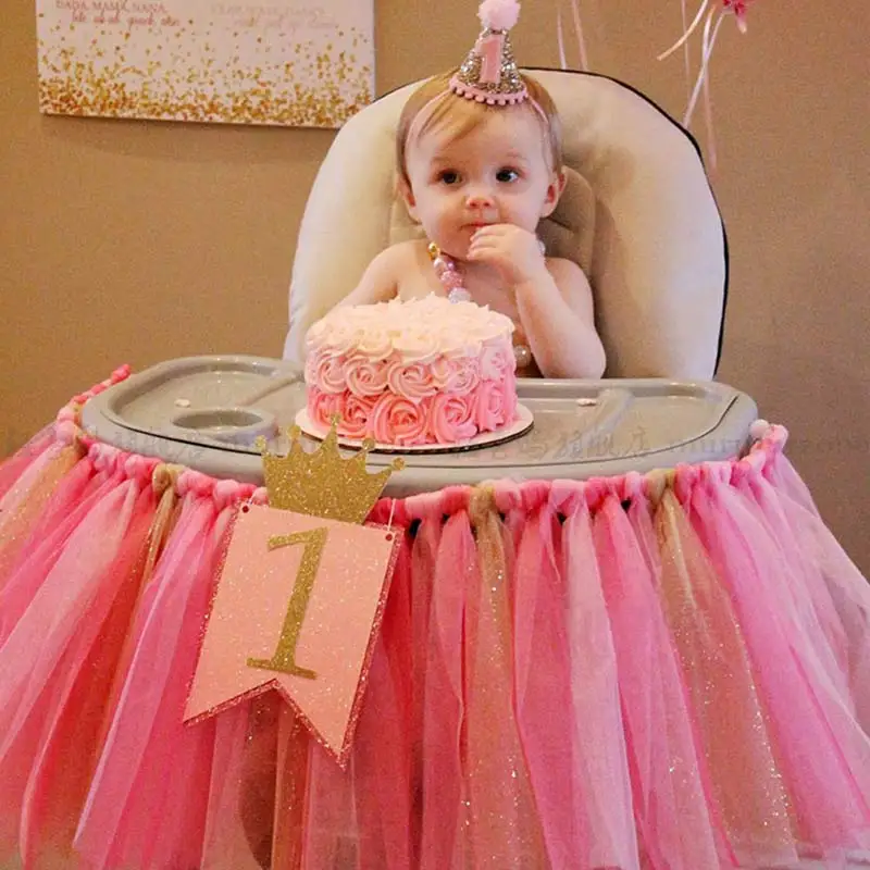 Туту Тюль Таблица юбки стульчик Декор Baby Shower украшения для мальчиков и девочек