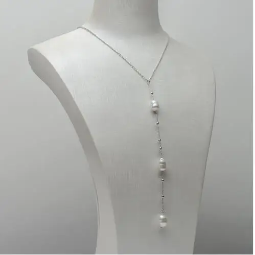 9-10mm White South Sea Pearl Long Necklace 925 Sterling Silver Adjustable | Украшения и аксессуары