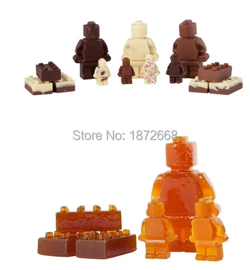 5x силиконовые Lego кирпича и пластмассовыми фигурками Человек Робот для