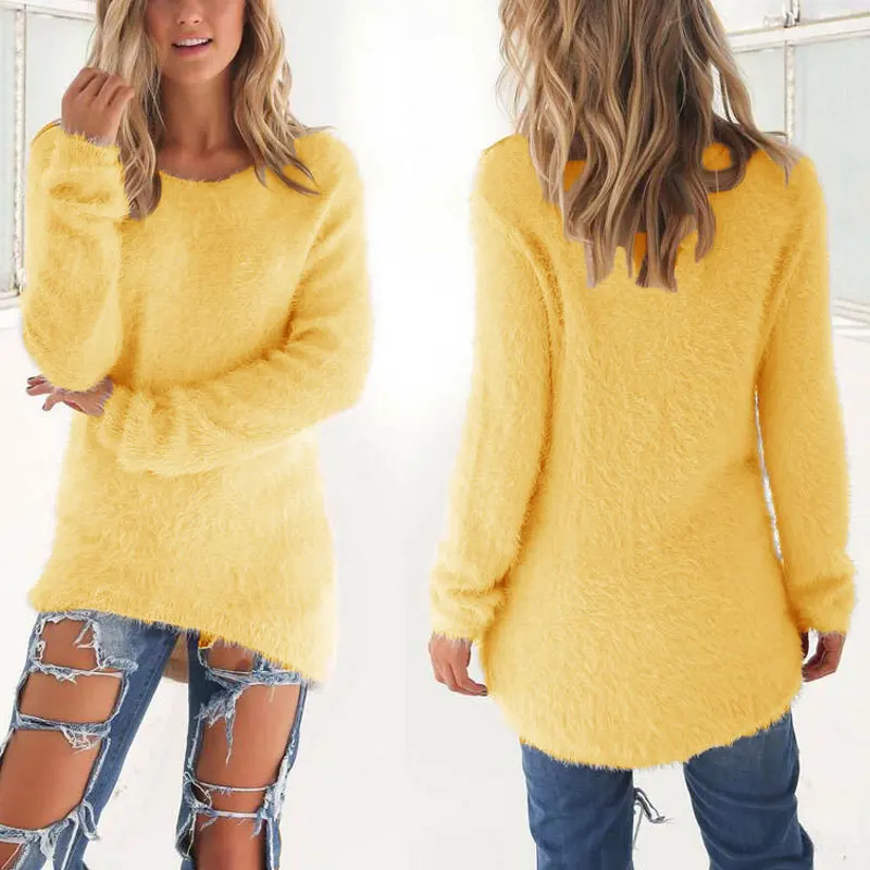 On sale 2019 autumn winter Women Knitted Sweater Casual Soft O-neck Jumper Fashion Slim Femme Elasticity Pullovers | Женская одежда