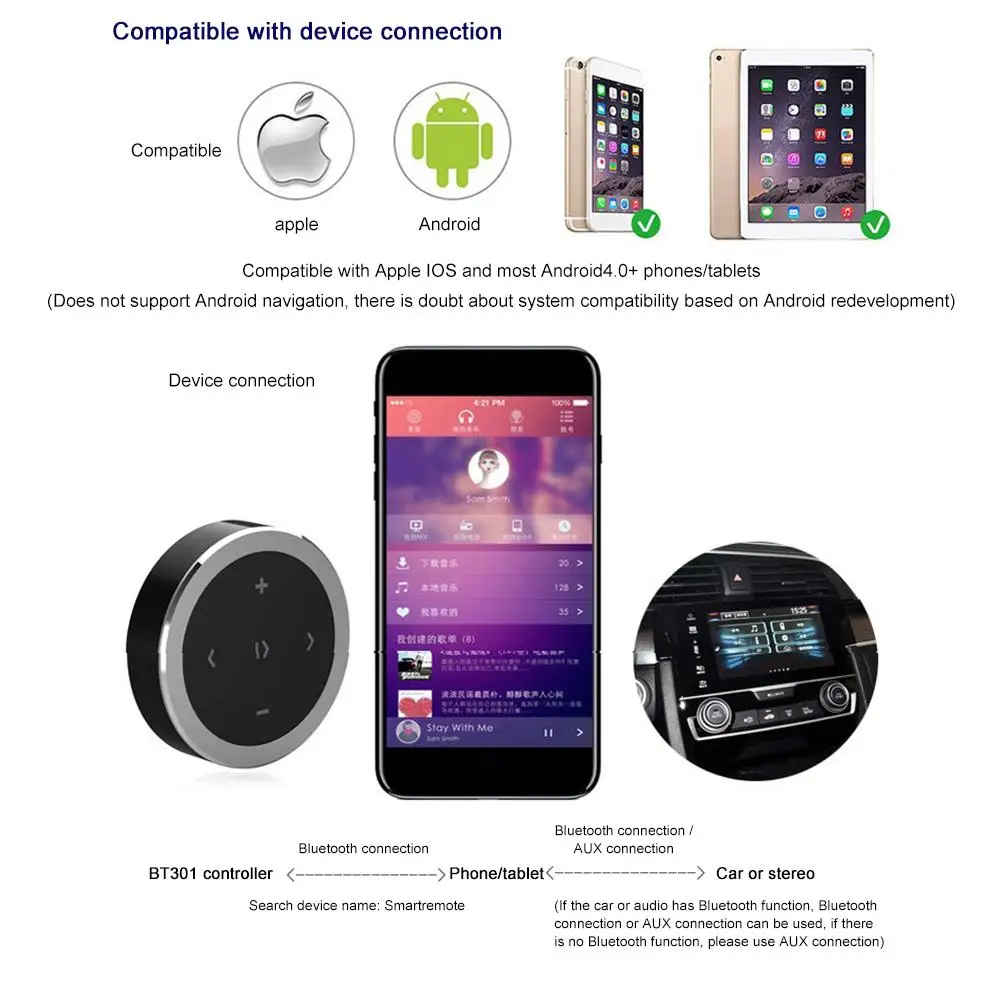 Новый Автомобильный Bluetooth пульт дистанционного управления мобильный телефон