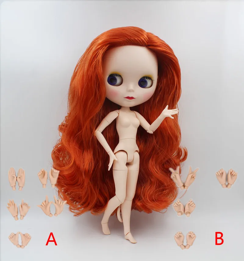 Blygirl, Blyth кукла, оранжевые вьющиеся волосы, обнаженные куклы, 1/6 тело, Blygirl куклы, 19 суставов тела, можно одеть ее и макияж - Цвет: Doll AB