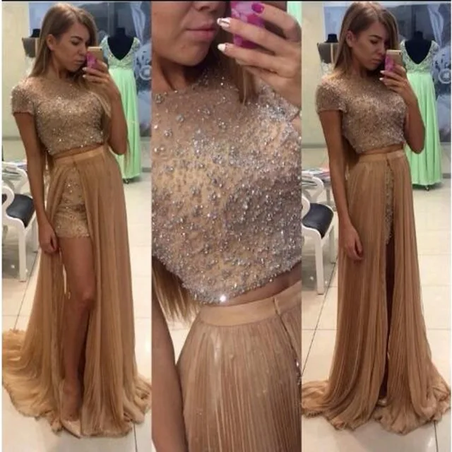 Сверкающие длинные платья в складку Abendkleider бисерные пышные платья Vestido de festa 2 шт. вечерние платья Robe De Soiree