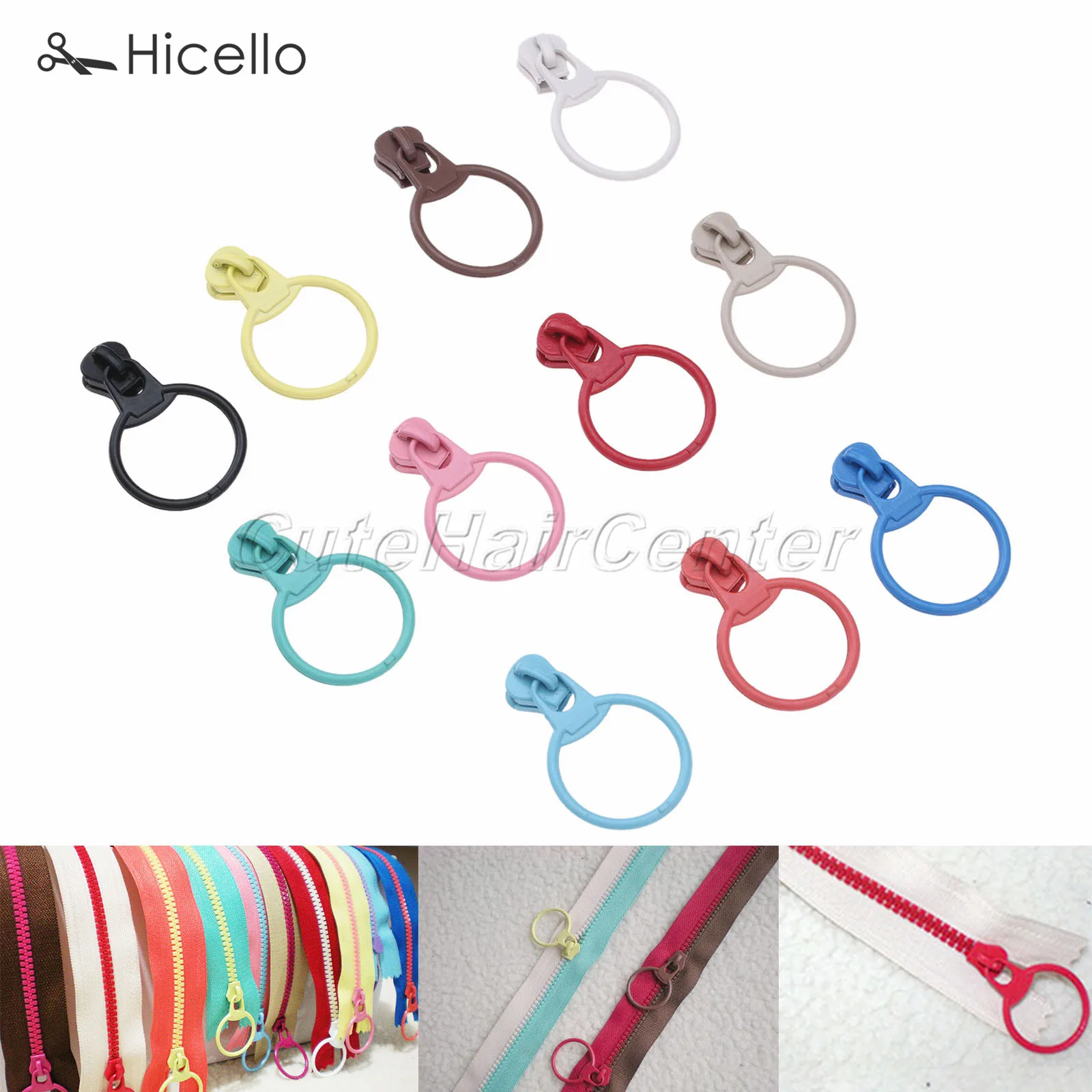 10 шт./компл. круглые слайдеры на молнии из смолы 3 # металлические кожаные сменные