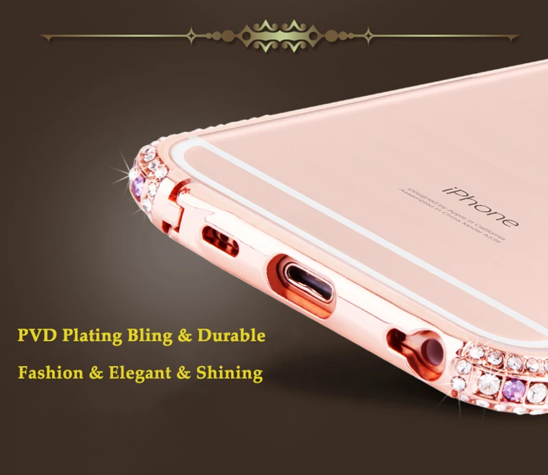 Шикарный чехол-бампер с алмазами чехол для iPhone 6, 6 S, 7, 8 Plus, роскошный блестящий сверкающий стразы, Алюминиевый металлический каркас, чехол для телефона s
