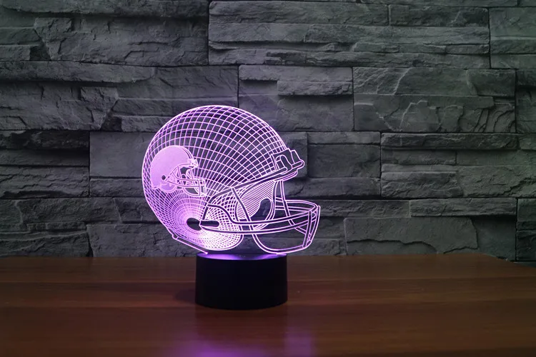 Нфл Логотип Футбольный Шлем 3D Свет 7 Цветов изменяя свет Ночи для Детей Спальня