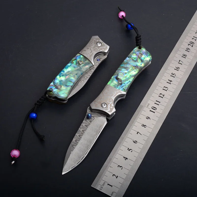 Hysenss Abalone Shell дамасский тактический складной нож для кемпинга охоты выживания