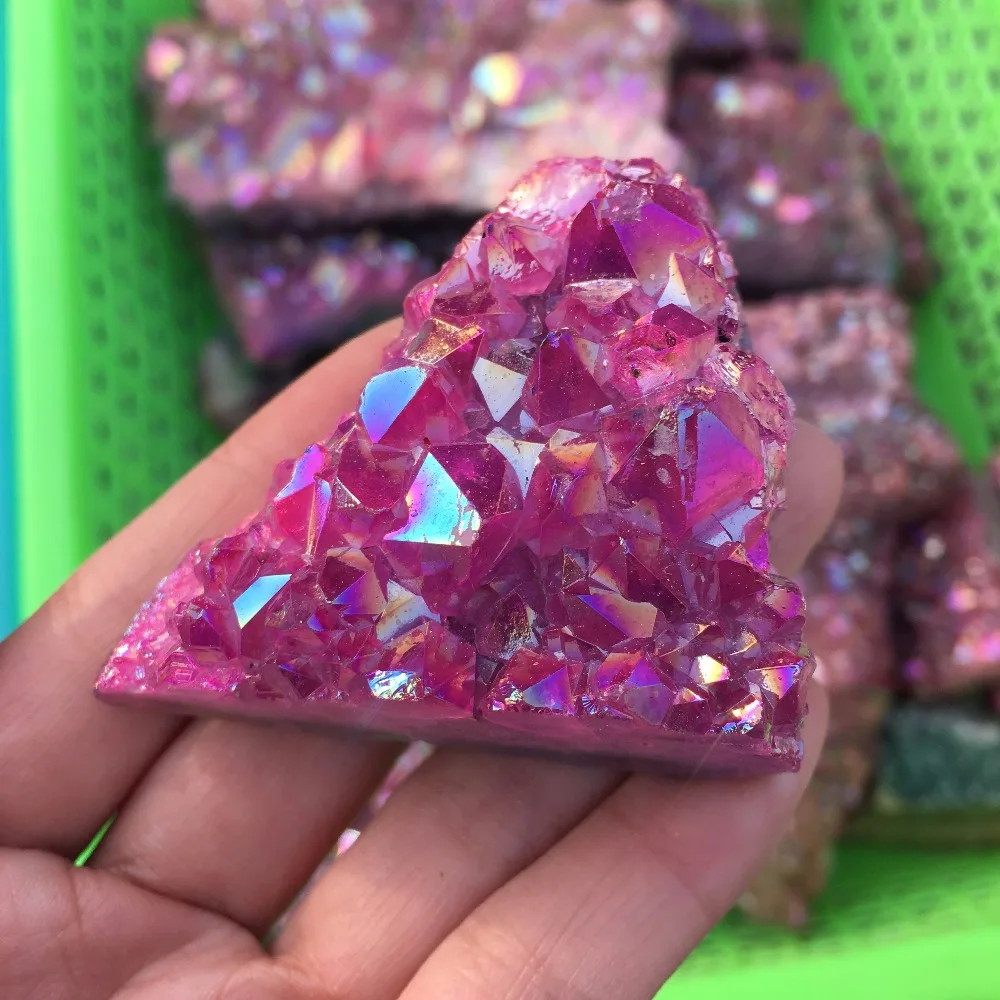 Редкий красивый кристаллический кластер кварца с красным пламенем aura 90 г|Камни| |