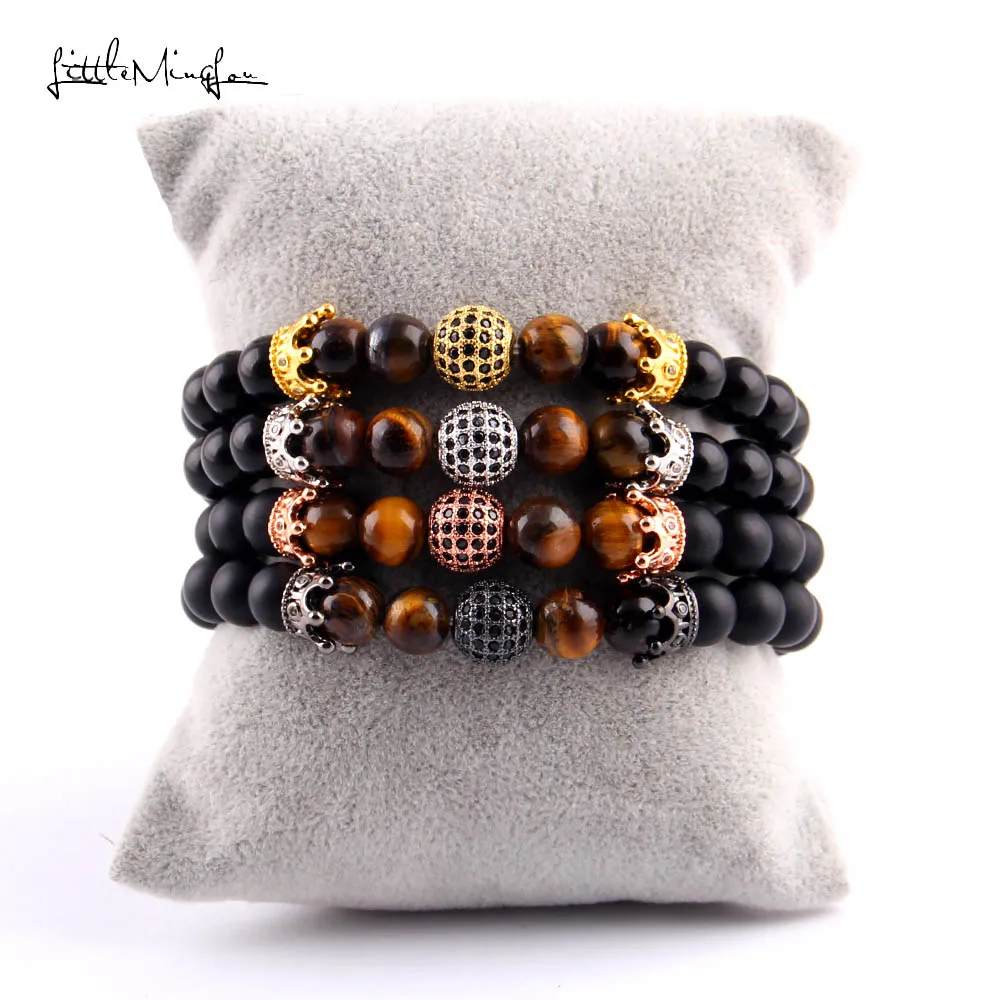 Маленькие MingLou Роскошные проложить черный циркон мяч и корона очарование 8 мм