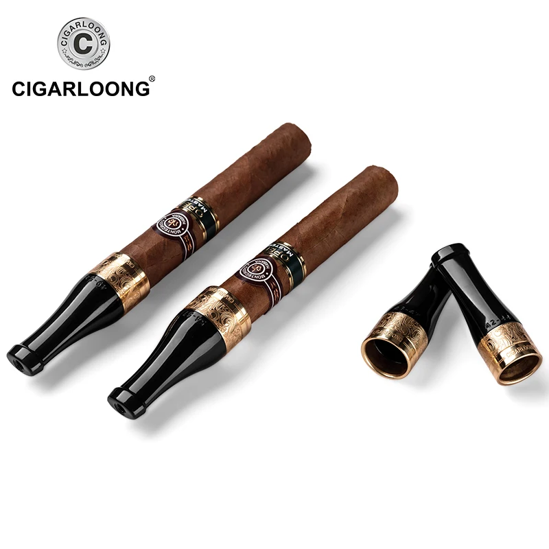 

Free Ship NEW Arrival Luxury Tip Copper Resin Cigar Pipe Holder Gadgets Cigar Tube Cigar Mouthpiece Father's Day Gift CP-0003
