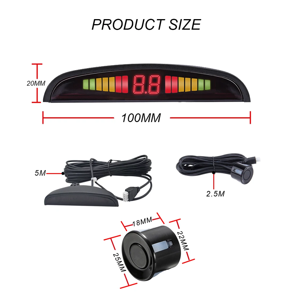 Автомобильный парктроник LED датчик парковки монитор детектор система с 4