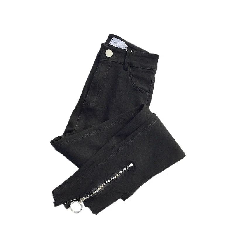 

Ulzzang Retro Zipper Pants Women Spring Autumn Black Pencil Pants Harajuku Plus Size Kpop Trousers Female Casual 0725-40