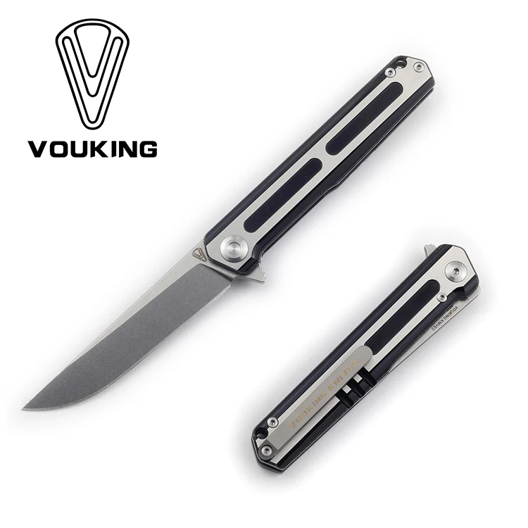 Black B VOUKING T01 Флиппер складной нож для ежедневного использования, M390 лезвие кВт шарикоподшипник Титан ручка Отдых Охота на открытом воздухе ножи для выживания EDC инструменты - Цвет: Black B
