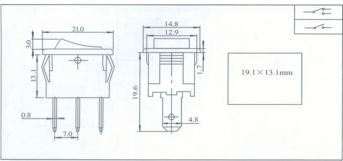 KCD1 Красная Кнопка ВКЛ-ВЫКЛ 3Pin DPST лодка автомобиля кулисный переключатель 6A/10A 250 V/125 vac
