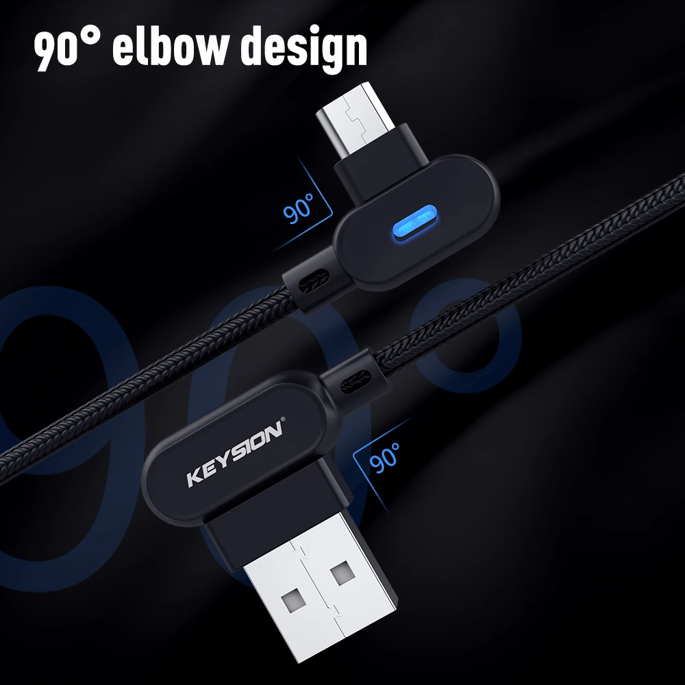 Кабель KEYSION L Type Micro USB для Xiaomi Redmi Note 5 Pro 4 двусторонний кабель зарядки и передачи