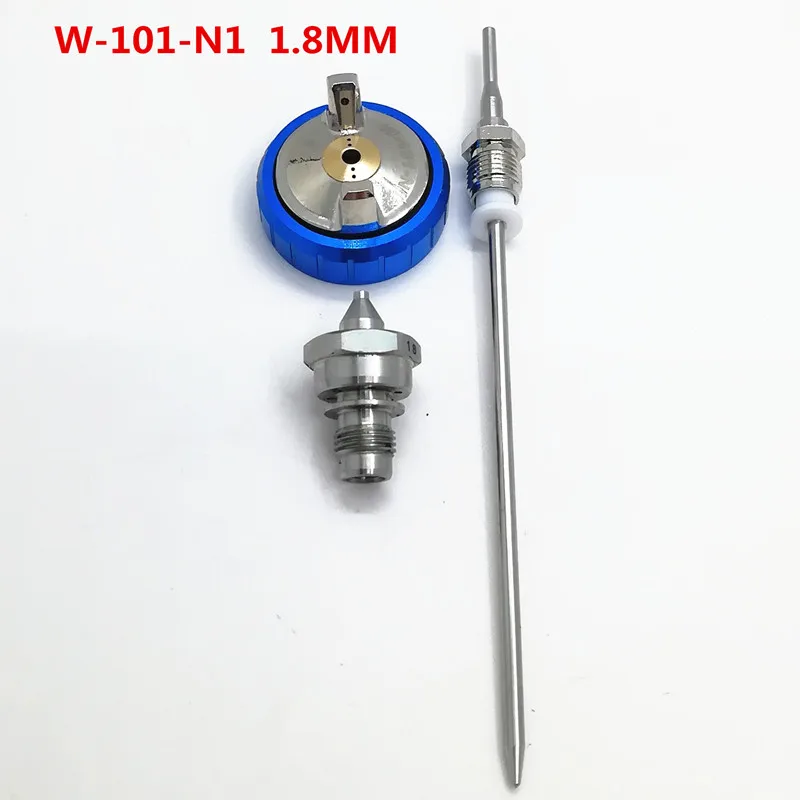 W-101 N1 1.8MM W-101 идеально распыление высокое качество 1,0/1,3/1,5/1,8 мм Насадка опрыскивателя из трех предметов иглы Набор шапочек W101 насадка комплект - Цвет: W-101 N1 1.8MM