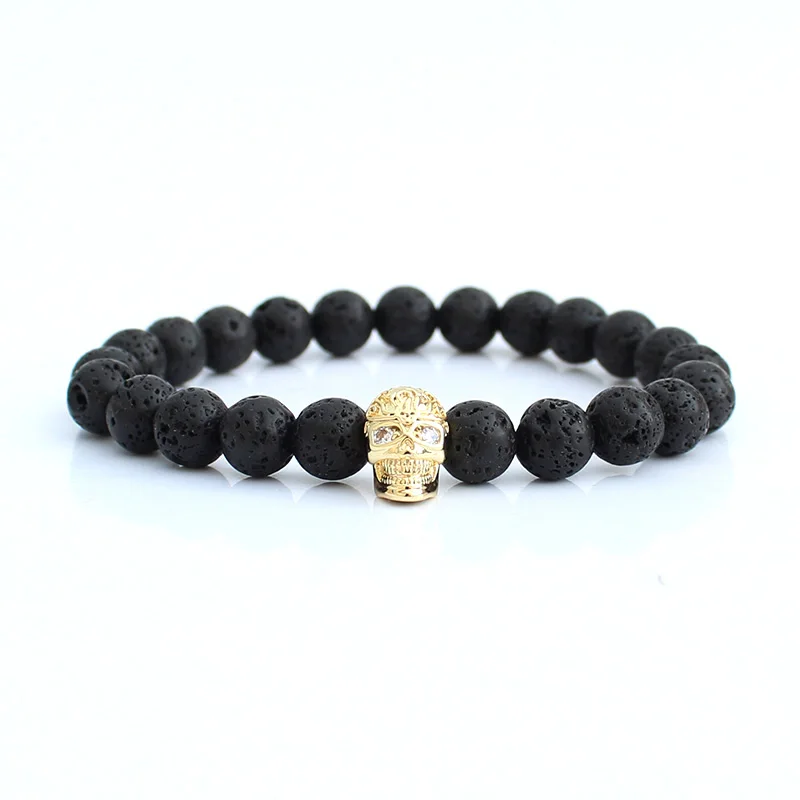 Charm Skull Bracelet Men Natural Stone Beads Jewelry Friends Bracelets For Women Handmade Boyfriend Gift Summer Accessories