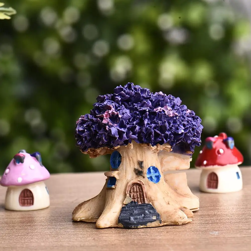 Большой домик с деревом микро ландшафт цветочный горшок украшение зеленая