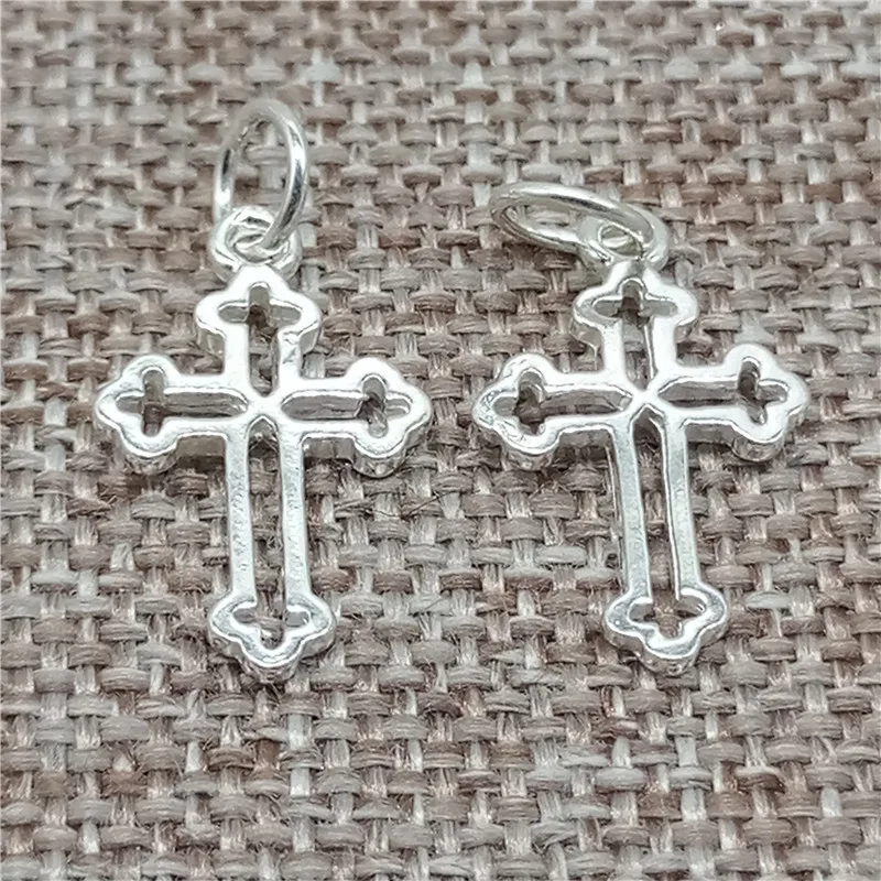 

5 Pieces of 925 Sterling Silver Small Jesus Cross Charms for Bracelet Necklace