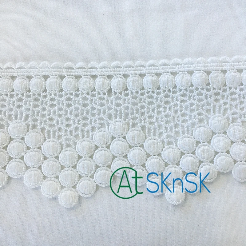 5Yards/Lot Mesh Lace Ribbons White Dot Pompon Water Soluble Fabri Stripes 7 cm Wide for DIY Clothing Accessories Embroidery | Дом и сад