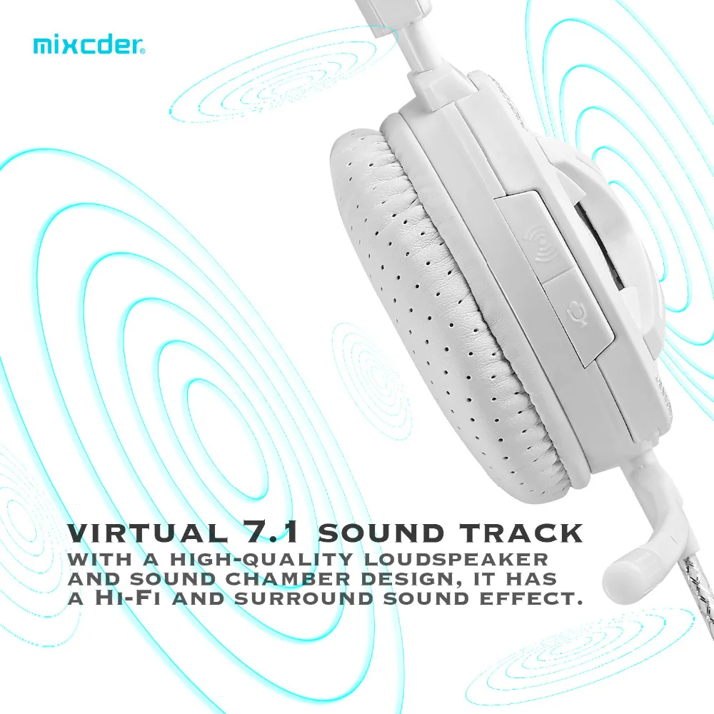 Mixcder Мощность 7.1 Digital Surround Sound Gaming headphoneswith Вибрации Умный LED Light and Free Drive для Mac/PC |