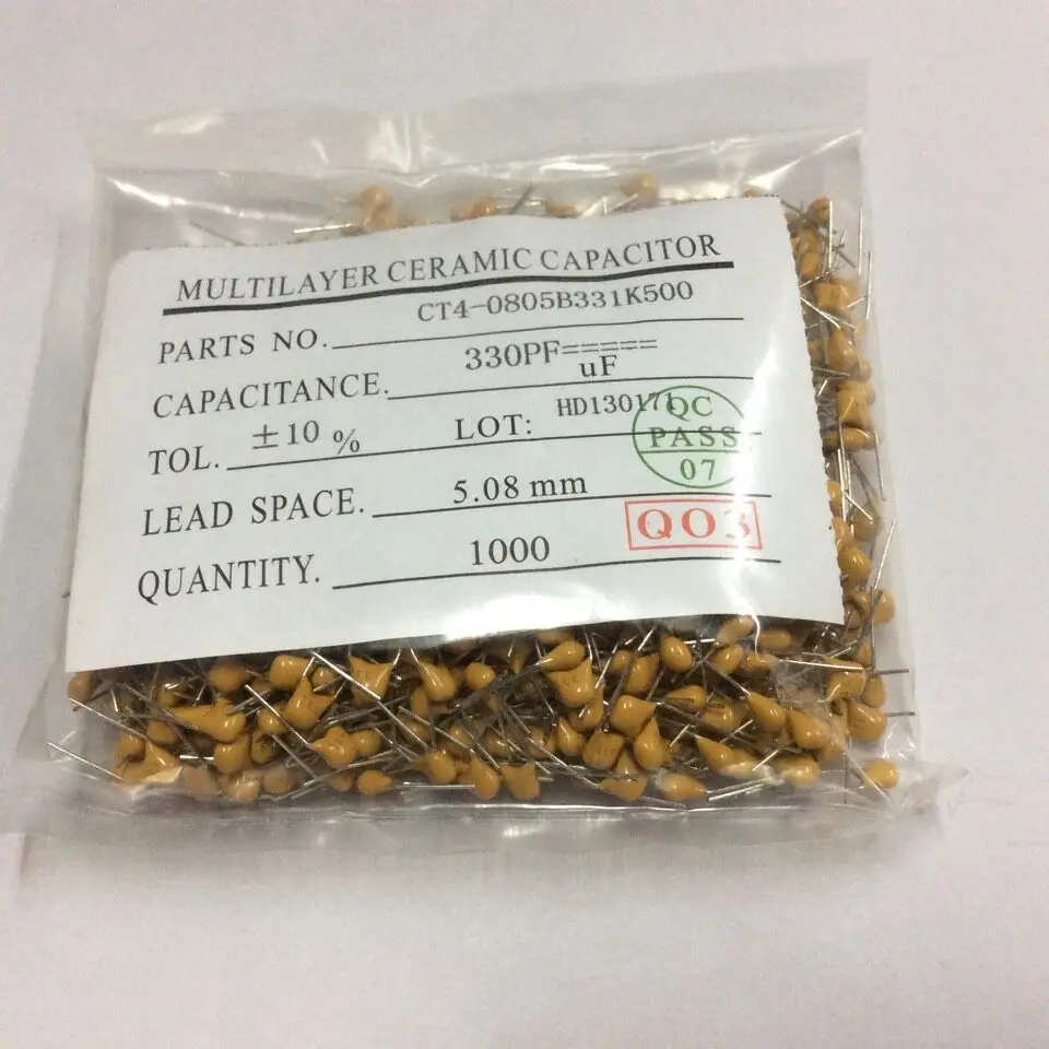 1000 шт./лот новая модель CT4 0805B331K500 331 330PF 331K 50V 5 08 мм многослойный керамический