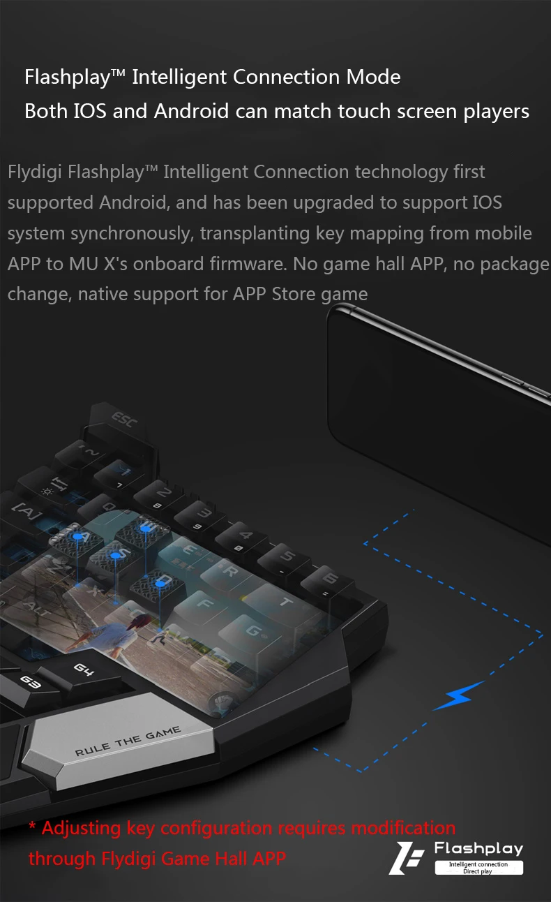 Flydigi pubg мобильный контроллер одна рука Механическая зеленая Ось Bluetooth клавиатура для iOS/Android Встроенная Мышь Клавиатура преобразования