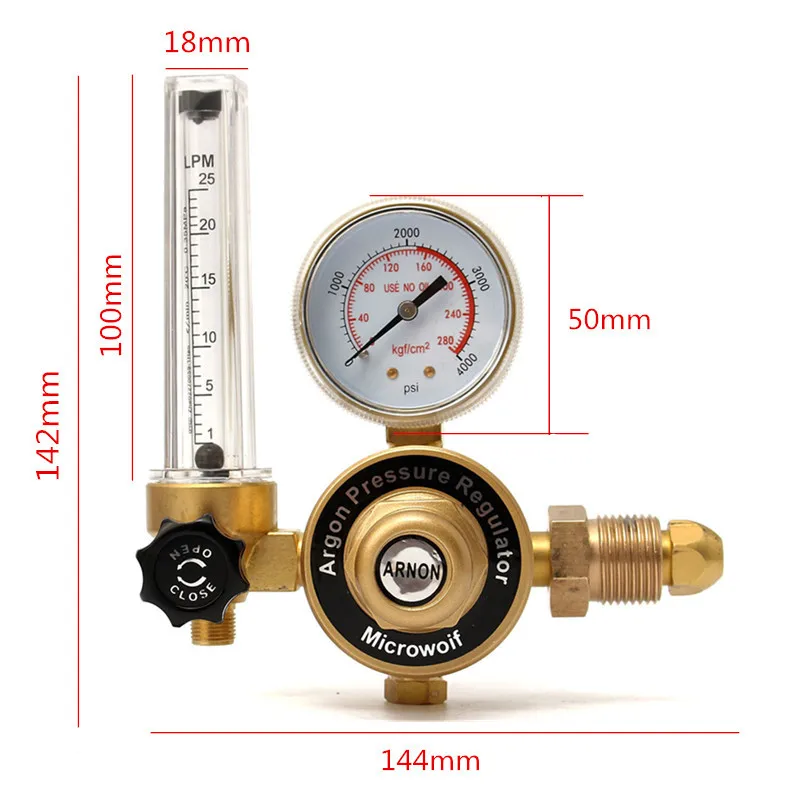 AR Argon CO2 Gauge Pressure Regulator Mig Tig Flow Meter Control Valve Reducer Welding Gas Single Tube Aquarium