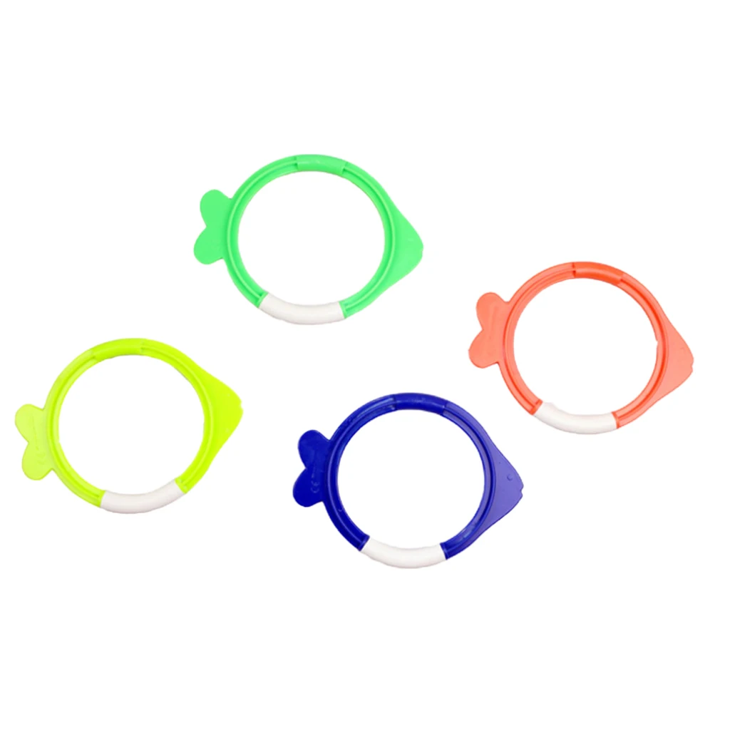 4 PCS Swimming Diving Toys Pool Fun Rings for Kids Game Set in Total Ring Fish Shaped Water Sport Swim | Спорт и развлечения