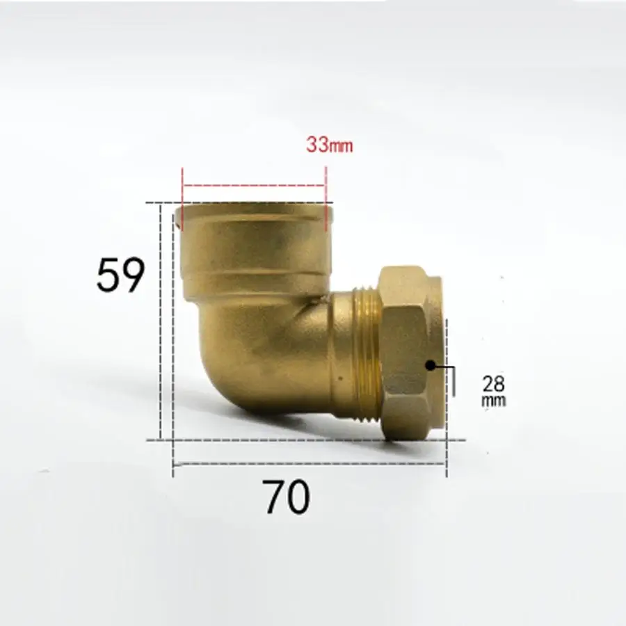 

Fit Tube OD 28mm x 1" BSP Female Brass Elbow Compression Fitting Union Connector Water Gas Fuel