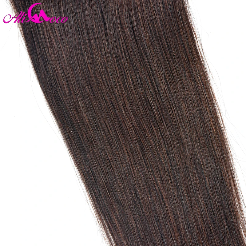 Али Коко волос бразильские прямые волосы Цвет 2 Кружева Закрытие с ребенком