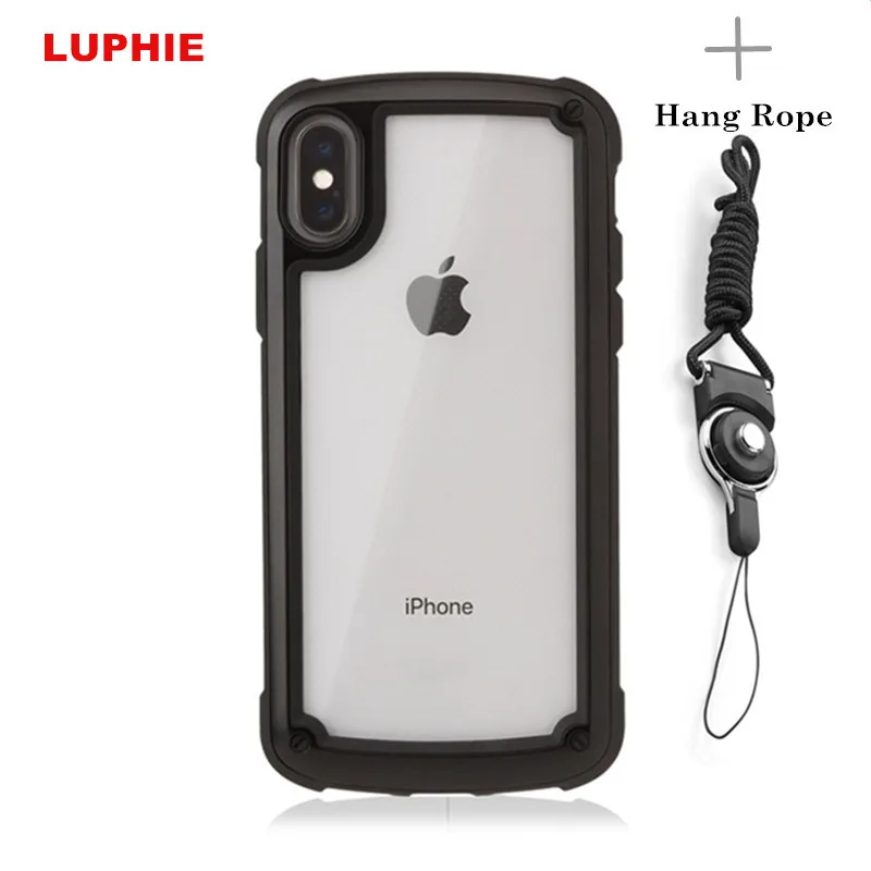 Прозрачный чехол LUPHIE для iPhone 12 11 Pro Max 6S 7 8Plus XS XR с веревкой Силиконовый