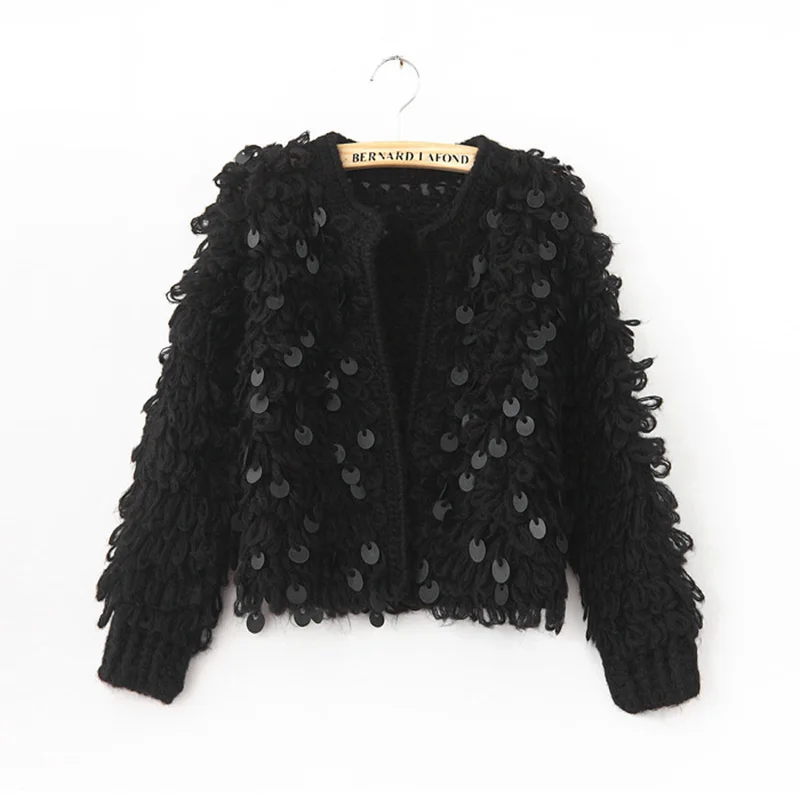 SCSECH Autumn Mohair Wool Knitting Circles Knitted Cardigan Winter Fashionable Fashion Women Short Sweater Coat S8D97 |