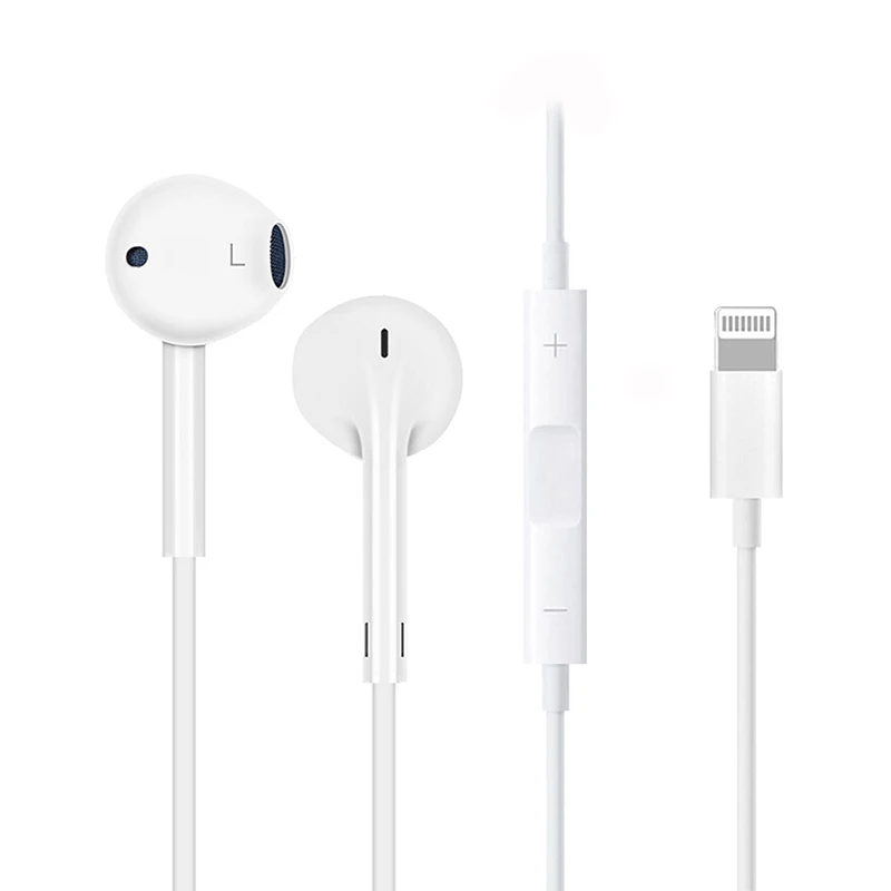 Lightning Apple, Earpods, Lightning и 3,5 мм разъем, наушники-вкладыши, встроенный контроль, глубокий бас, музыка, звонки, Спорт, Бег для iPhone - Цвет: Lightning