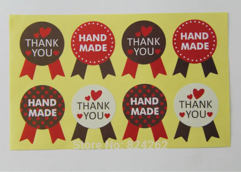 Handmade Sticker 100pcs/lot 35*45mm Vintage Stickers Kraft Label DIY Hand Made For Gift Cake Baking Sealing | Дом и сад