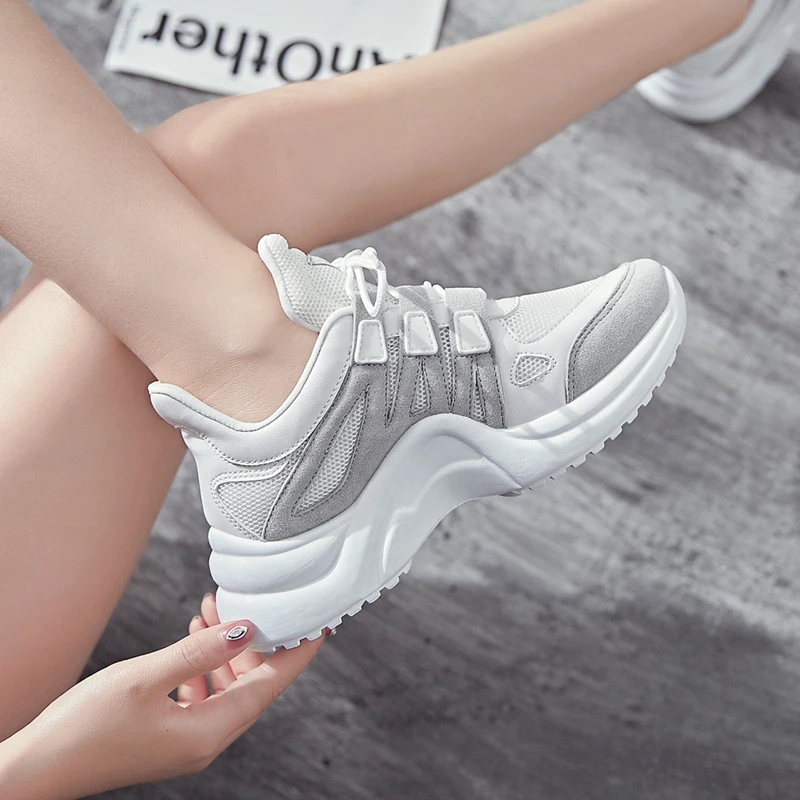 Женские сетчатые кроссовки дышащая повседневная обувь на плоской платформе