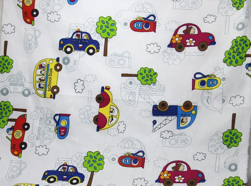 100% хлопковая ткань для штор с принтом автомобиля и автобуса из мультфильма