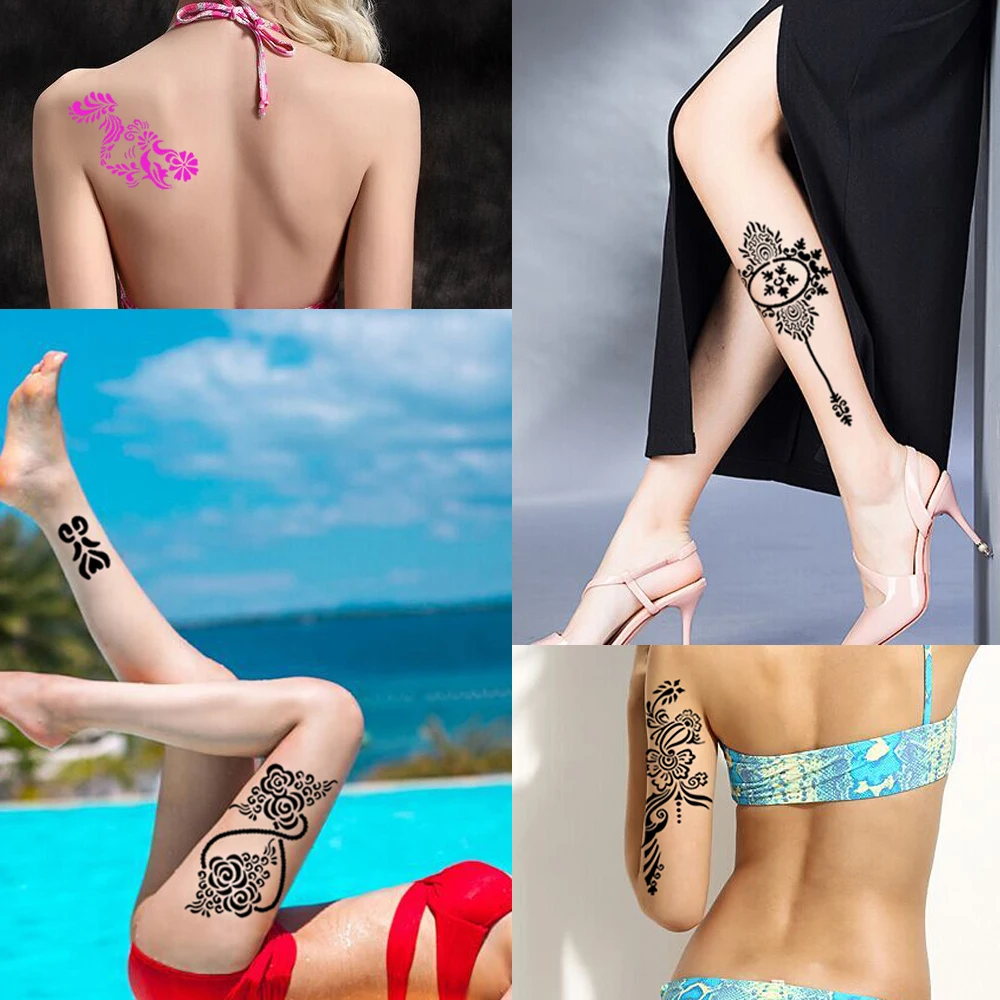 Индийские трафареты для татуировок с хной 1 шт. розовый цветок дизайн YL05 красота