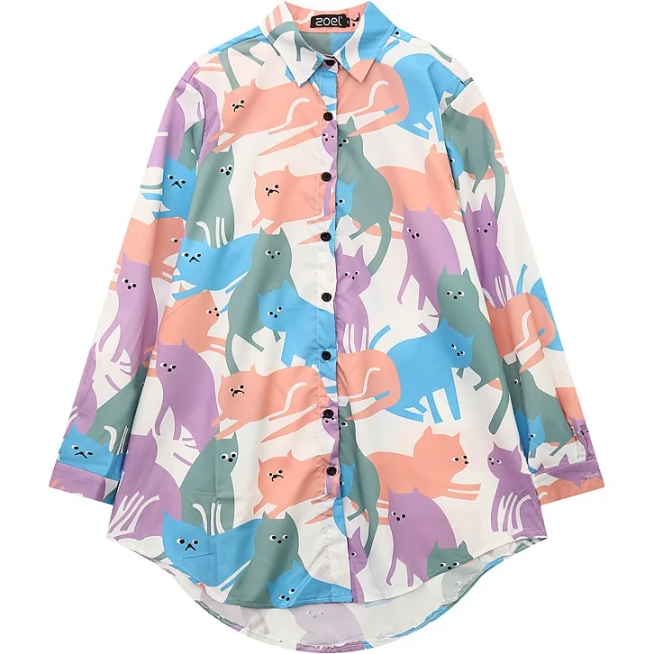Lazy Oaf стильные женские шифоновые блузки размера d далматинские женские блузки повседневного дизайна, женские блузки размера плюс, розовая Модная рубашка - Цвет: 3418
