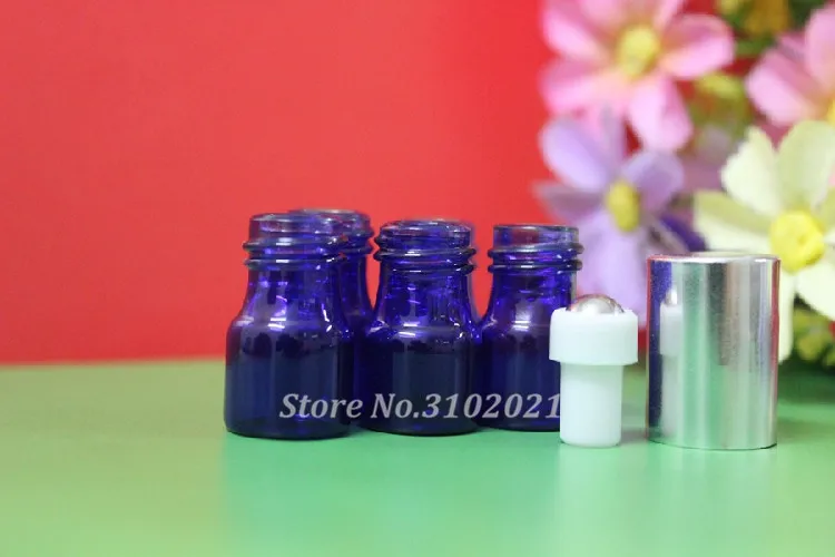 10 шт. 1 мл Маленькая голубая роликовая бутылка для эфирных масел, заправляемых флаконов для парфюмерии, контейнеров для дезодорантов с роликом из нержавеющей стали.